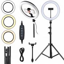 LED žiedinė lempa RING30cm, 60W, su 210 cm stovu ir USB nuotoliniu valdymu