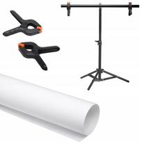 Fonas PVC baltas su 70 cm stovu ir segtukais, rinkinys