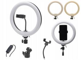 LED žiedinė lempa RING 12W, 26 cm, 3200–5600K, makiažui ir asmenukėms