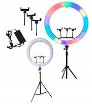 LED žiedinė lempa MEGA RING, 56 cm, 200W, su trikojų, RGB