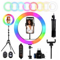 Žiedinė lempa RGB RING 26 cm, 80 W su 220 cm stovu, nuotoliniu valdymu ir maitinimo adapteriu