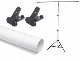 Fonas PVC baltas su 190 cm Atelier stovu ir spaustukais