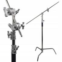 Plieninis trikojis stovas 3,3 m su 130 cm kranu ir 2 spaustuvais