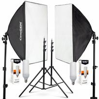 Apšvietimo rinkinys: 2 softbox lempos 50x70 cm, 250W LED