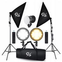 LED šviestuvų softbox rinkinys su nuotolinio valdymo pultu, 2 x 500W, stovai, krepšys