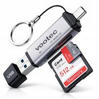 Atminties kortelių skaitytuvas SD/Micro SD, USB-C 3.0, iki 2 TB, kompiuteriams ir telefonams