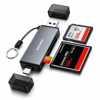 Kortelių skaitytuvas SOUNIX, CF ir MicroSD, USB 3.0, USB-C, OTG, 5Gb/s