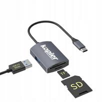 Atminties kortelių skaitytuvas SD / Micro SD, USB 3.0 šakotuvas, USB-C 3in1 adapteris