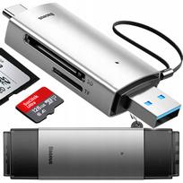 Atminties kortelių skaitytuvas Micro SD, TF, USB-C, 4in1, tinka nešiojamam kompiuteriui ir telefonui