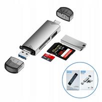 Kortelių skaitytuvas 6in1, USB, USB-C, SD, MicroSD adapteris