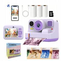 Momentinis fotoaparatas-spausdintuvas K12Pro, 32GB atminties kortelė, 3 popieriaus ritinėliai