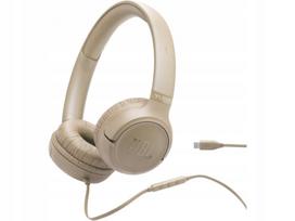 Ausinės JBL Tune 530C, smėlio spalvos, ant ausų