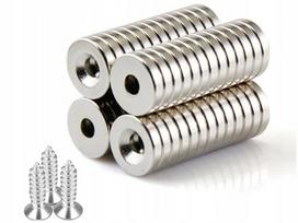 Neodimio magnetas su varžto skylute, 15x3 mm, apvalus, 10 vnt