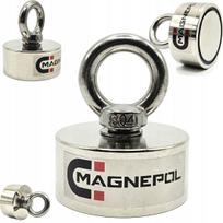 Neodimio magnetas su rankena, 120 kg, Ø50 mm, 23 mm, paieškai su virve, 8 cm traukos nuotolis