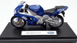 Metalinis motociklo modelis WELLY Yamaha YZF-R1 1999, mėlynas, 1:18