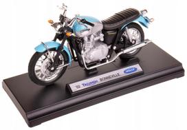 Metalinis motociklo modelis Welly Triumph Bonneville 2002, 1:18, mėlynas