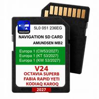 Žemėlapių kortelė SKODA MIB2 V24 Europa, tinka Superb, Octavia, Fabia