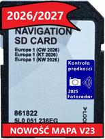 Navigacijos žemėlapių kortelė Columbus MIB1/MIB2, V23, Skoda Superb/Octavia, su greičio matuokliais, 2027