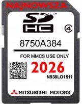 SD atminties kortelė žemėlapiams Mitsubishi MMCS W-11/W-12, 2026, Outlander/ASX/Pajero, Europa