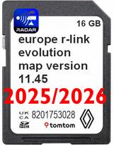 Navigacijos žemėlapių SD kortelė TomTom R-Link Live Renault, Europa, 2025/2026
