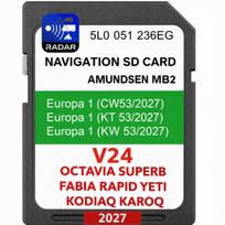 Automobilio GPS žemėlapiai SKODA Amundsen MIB2 Gen2 2027, Superb, Octavia, Yeti, Rapid, Fabia