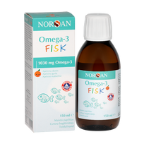 NORSAN Omega-3 žuvų taukai su apelsinų skoniu, 150 ml