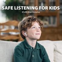 Avantalk Clan K2 vaikiškos bluetooth ausinės su garsumo ribojimu, belaidės, reguliuojamas dydis, mažas latentinis laikas, 3 Eq režimai, mielos ausinės berniukams ir mergaitėms (baltos)
