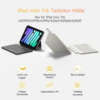 Hou Klaviatūros dėklas, skirtas Ipad Mini 7/6, itin plonas sulankstomas klaviatūros magnetinis užsegimas, kelių kampų reguliavimas, visapusiškas apsauginis dėklas, funkciniai klavišai, 7 spalvų apšvietimas, Qwertz