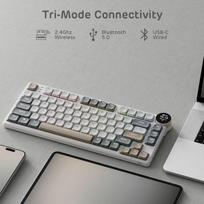 Rk royal kludge n80 žemo profilio mechaninė klaviatūra su išmaniuoju ekranu ir mygtuku, viršutinio montavimo 75% belaidė mechaninė klaviatūra bt/2.4g/usb-c, programinės įrangos palaikymas, 80 klavišų, brown switch