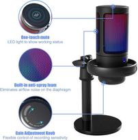 Gireich Usb žaidimų mikrofonas, Rgb kondensatoriniai mikrofonai Pc Ps4 Ps5, mikrofonas Pc su nutildymo mygtuku, pop filtras, sukamasis valdiklis garsumui reguliuoti, amortizatorius transliacijoms ir podcast'ams
