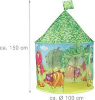 Relaxdays dinozaurų žaidimų palapinė, maža dino žaidimų aikštelė vaikams, žalias tipis naudojimui patalpose ir lauke, Axpxg: 150 x 100 x 100 cm, žalia