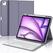 Iveoppe klaviatūra, skirta ipad air 13 (2025/2024), dėklas su klaviatūra, skirtas ipad air 13 colių m3/m2, magnetinė bluetooth qwerty klaviatūra, skirta air 13 colių 2025 m3/2024 m2, violetinė