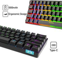 60% mechaninė klaviatūra laidinė/belaidė bluetooth 5.0 dviejų režimų klaviatūra 61 klavišo rgb vaivorykštės led apšvietimu usb type-c vandeniui atspari žaidimų klaviatūra su anti-ghosting klavišais (black/brown switch)