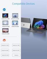 Timovo itališka klaviatūra, suderinama su Microsoft Surface Pro 11/10/9/8/x, Qwerty klaviatūra su jutikliniu kilimėliu ir rašiklio laikikliu, pilka