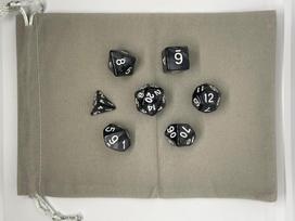 Poliedrinių kauliukų rinkinys 7 dalys akriliniai d4 d6 d8 d10 d10 d12 d20 vaidmenų žaidimai jdr dnd d&d rpg dungeons and dragons black