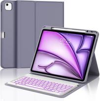 Iveoppe klaviatūra, skirta Ipad Air 13 (2025/2024), dėklas su klaviatūra, skirtas Ipad Air 13 colių M3/m2, 7 spalvų apšvietimas, magnetinė Bluetooth Qwertz klaviatūra, skirta Air 13 colių 2025 M3/2024 M2, violetinė