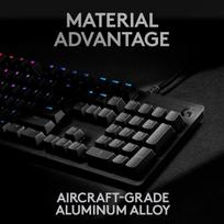 Logitech G512 mechaninė žaidimų klaviatūra, Gx-blue Clicky jungikliai, Lightsync Rgb apšvietimas, Usb kilpa, aliuminio korpusas, programuojami F klavišai, Us Qwerty išdėstymas, juoda