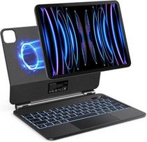 Omoton klaviatūros dėklas, skirtas Ipad Air 6 11 colių 2024, Ipad Pro 11 4/3/2/1 Gen, Air 5/4 10.9 colių, Magic Keyboard 7 Lighting su jutikliniu kilimėliu, Qwertz Bluetooth klaviatūra, juoda
