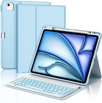 Jademall Klaviatūra Ipad Air 13 m2 - belaidė klaviatūra su apšvietimu, skirta Ipad Air 13 m2 2024/air 13 m3 2025, apsauginis dėklas su pieštuko laikikliu