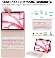 Iveoppe klaviatūra, skirta ipad air 13 (2025/2024), dėklas su klaviatūra, skirtas ipad air 13 colių m3/m2, 7 spalvų apšvietimas, magnetinė bluetooth qwerty klaviatūra, skirta air 13 colių 2025 m3/2024 m2, rožinė
