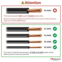 Nakamichi 24k paauksuoti bananiniai kištukai 12awg - 18awg, 4 mm dydžio, skirti garsiakalbių stiprintuvui, Hi-fi Av imtuvui, stereo namų kino garso kabelio jungčiai, prisukami, 8 vienetai (4 poros)