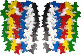 Spieltz didelės medinės stalo žaidimo figūrėlės, žmonės/žmonės, 5 cm aukščio (35 x 50 x 10 mm), 6 spalvos - pagrindinės spalvos, 60 vnt. pakuotė: (raudona, mėlyna, žalia, geltona, juoda, balta)