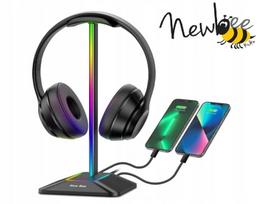 New Bee gaming ausinių stovas su rgb led apšvietimu ir usb hub