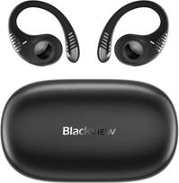 Blackview atviros ausies ausinės, bluetooth sportinės ausinės su ausų kabliukais, belaidės bluetooth 5.3 atviros ausies sportinės ausinės, dvigubas mikrofonas, aiškūs skambučiai, valdymas lietimu (juodos)