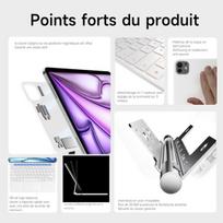 Klaviatūra, skirta ipad air 13 colių (m3 2025 / m2 2024) ir ipad pro 12,9 colių (6-os, 5-os, 4-os, 3-ios kartos) su apšvietimu, 7 spalvų, daugiafunkciniu jutikliniu kilimėliu, magnetiniu dizainu azerty, balta