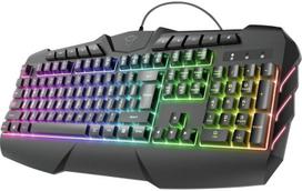 Trust Gaming Gxt 881 Odyss pusiau mechaninė Led žaidimų klaviatūra, vokiškas Qwertz išdėstymas, apšviesta klaviatūra, 6 skirtingi apšvietimo režimai, anti-ghosting, Usb Plug & Play, Pc/nešiojamas kompiuteris - juoda