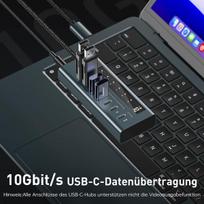 Pulwtop usb c šakotuvas su maitinimo šaltiniu, 7 prievadų usb c į c šakotuvas, pd 20 w išvesties įkrovimas ir 10gbit/s 3.2 prievadų usb-c šakotuvas duomenų perdavimui ir įkrovimui (nepalaiko vaizdo įrašo)