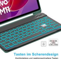 Sengbirch dėklas su klaviatūra, skirtas Lenovo Tab M11 11 colių 2024 (tb330fu/tb330xu) - Qwertz vokiečių 7 spalvų apšviesta nuimama belaidė Bluetooth klaviatūra, skirta Lenovo Tab M11 2024, tamsiai žalia