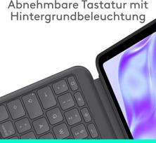 Logitech Combo Touch dėklas su klaviatūra, skirtas Ipad Pro 13 colių (m4) (2024) – nuimama klaviatūra su apšvietimu ir laikikliu, patogus rašymas, kelių naudojimo režimų, vokiečių Qwertz – grafito spalvos