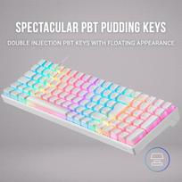 Mars Gaming Mkultra, mechaninė klaviatūra White Rgb, kompaktiška 96%, Outemu Sq Red jungikliai, Ispanų-jav